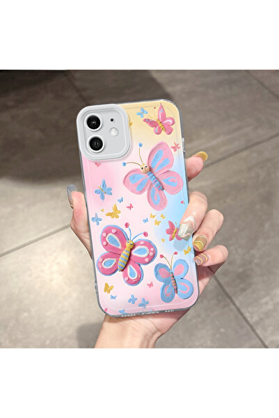 Hontinga iPhone 12 Compatible Transparent Camera Protected Butterfly Airbag S...