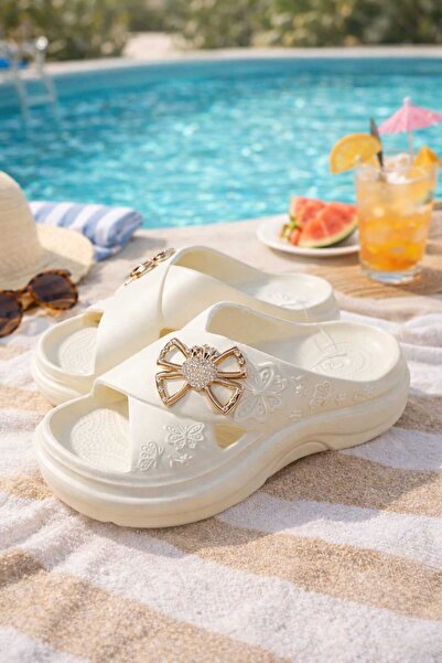 Slipcat Calx High Heeled Women's Slippers with Butterfly Detail