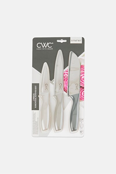 Cook With Color 3 Pieces Stainless Steel Essential Knives Set, Multicolor