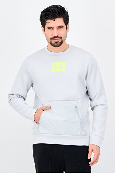 Under Armour سويت شيرت رجالي فضفاض بأكمام طويلة مناسب للأنشطة الخارجية، رمادي...