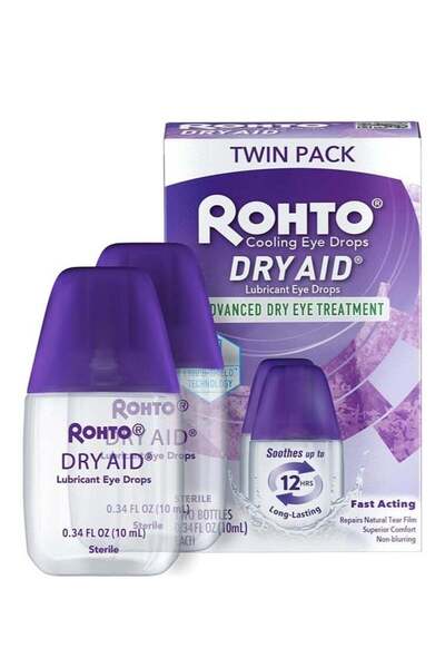 rohto قطرات ترطيب العين Dry-Aid لتخفيف تهيج العين، عبوة مزدوجة (0.34 أونصة لك...