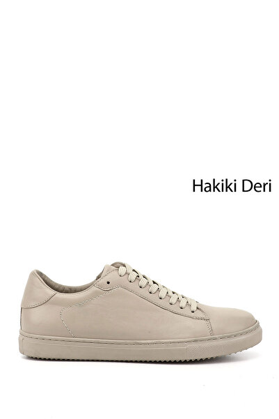 GÖNDERİ(R) Women's Beige Antique Lace-Up Thermo Sole Genuine Leather Sneakers