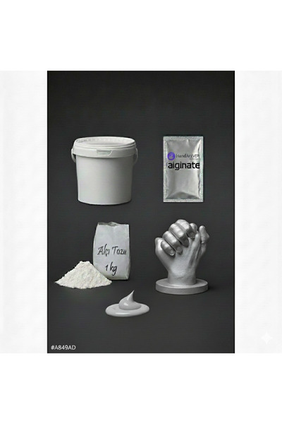 Handartmill Gümüş Renk 3D El Heykel Yapım Seti – Alginate Kalıp Alma Tozu, Alçı Döküm Tozu, Gümüş Boya ve Kova