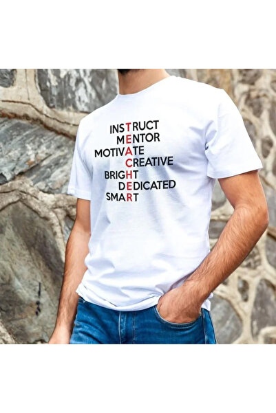 JANES Tricou alb unisex cu imprimeu oversize cu guler rotund