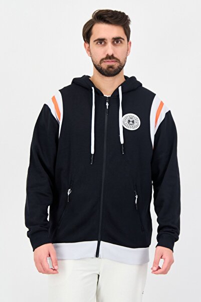 Under Armour هودي رجالي فضفاض بأكمام طويلة للأنشطة الخارجية، أسود