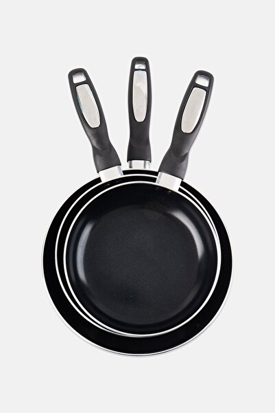 Alpine Cuisine Ceramic 3 Pcs Fry Pan Set, Black