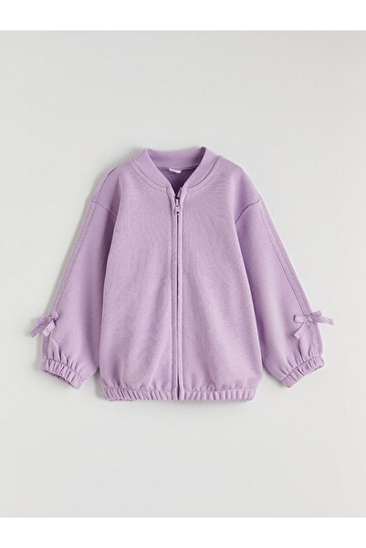 LC Waikiki Lcw Kids Girls' Zippered Sweatshirt with Bow Detail