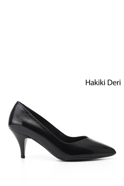 GÖNDERİ(R) Women's Black Patent Leather Pointed Toe Thin Heeled Genuine Leather Stiletto