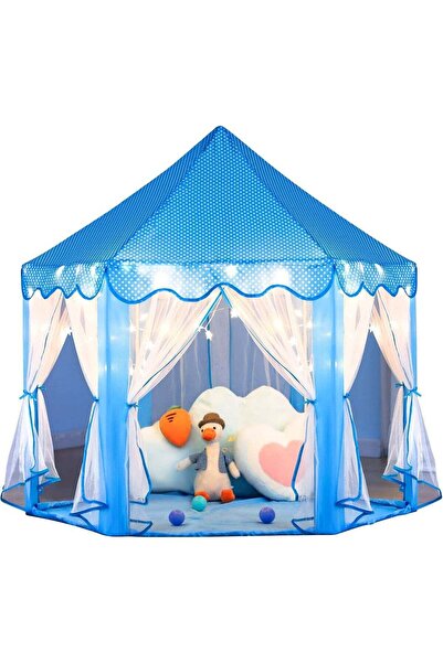 Türkiye Foldable Kids Play Tent Blue Polka Dot Castle Canopy