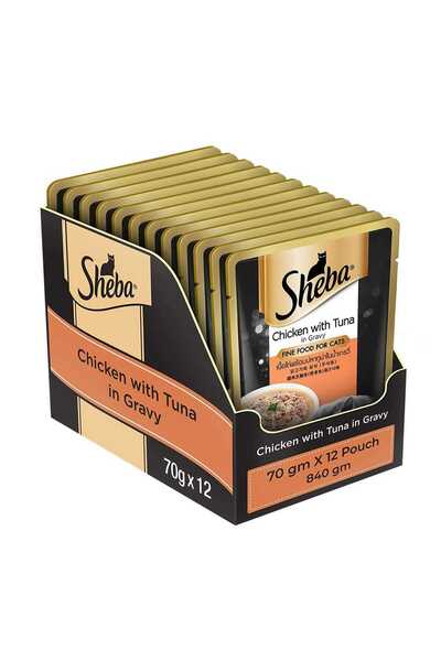 SHEBA Chicken With Tuna in Gravy Cat Food Nutritious Gourmet Meal for Adult Cats 1+ Years