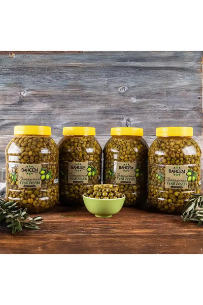 Bahçem 4 Adet X Antep Usulü Çekirdeksiz Barak Yeşil Zeytin 4500 cc Bidon