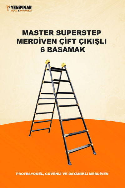 Master SuperStep Merdiven Çift Çıkışlı 6 Basamak | Profesyonel, Güvenli ve Da...