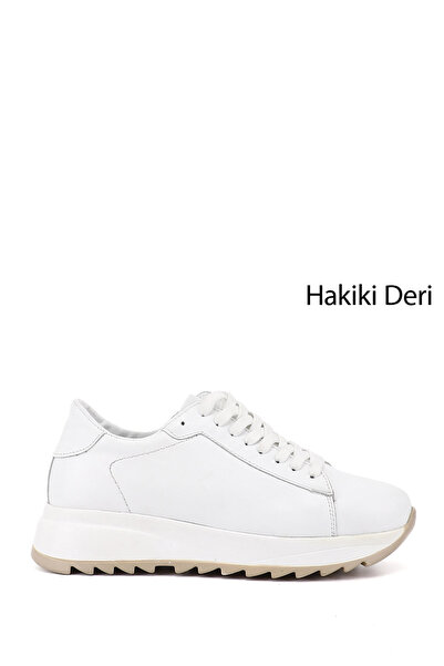 GÖNDERİ(R) Γυναικείο sneaker από γνήσιο δέρμα σε λευκή σόλα με κορδόνια