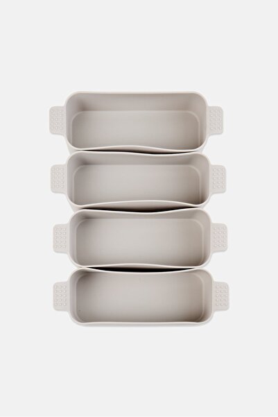 Cook With Color Healthy Eating 4 Pieces Silicone Mini Loaf Pan, Grey