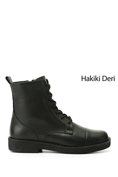 GÖNDERİ(R) Women's Zippered Rubber Sole Genuine Leather Boots