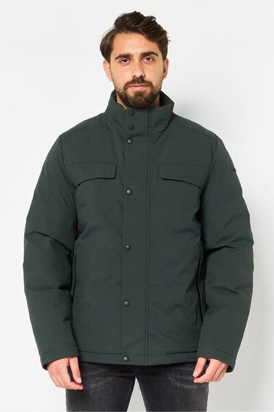 Geox جاكيت رجالي مقاوم للرياح، أخضر سادة