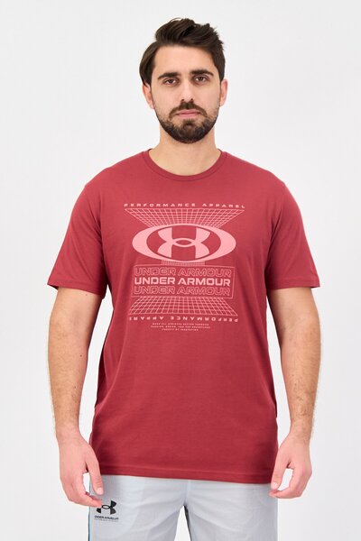 Under Armour Men Loose Fit Short Sleeve Symbol Grid Outdoor T-Shirt, Maroon