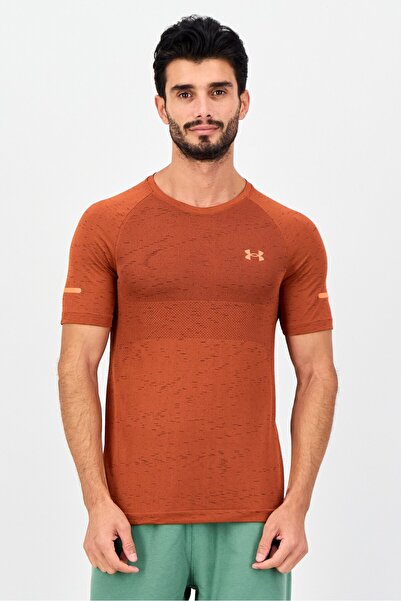 Under Armour Men Fitted Short Sleeve Running T-shirt, Rust