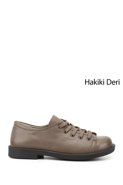 GÖNDERİ(R) Women's Mink Lace-Up Genuine Leather Sneaker