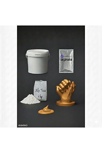 Handartmill Gold Renk 3D El Heykel Yapım Seti – Alginate Kalıp Alma Tozu, Döküm Tozu, Altın Renk Boya ve Kova