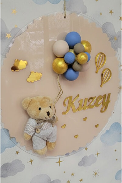 İLAYCA STORE İsimli Pleksi Kapı Süsü ve Duvar Dekoru - 30 cm Çap - Ayıcıklı B...