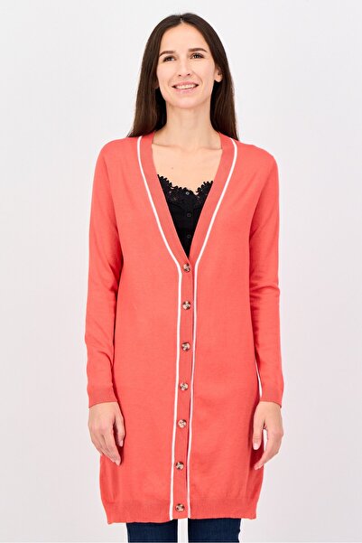 41 Hawthorn Women V-Neck Knitted Cardigans, Dark Orange
