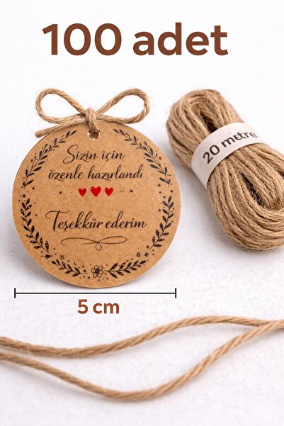 naturevo 5 cm Kraft Yuvarlak Hediye Etiketi – 100 Adet | Yazılabilir Arka Yüz...