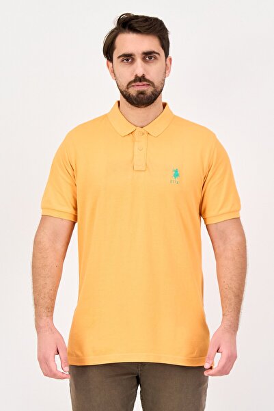 U.S. Polo Assn. Men Regular Fit Embroidered Logo Short Sleeve Polo Shirt, Orange
