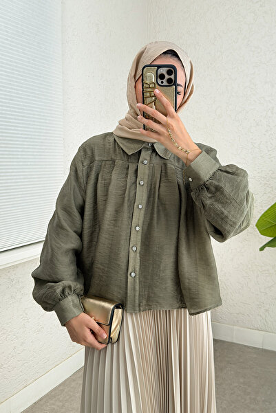 Salih Çelebi Πουκάμισο Oversize με Πιέτες 2391 - ΧΑΚΙ