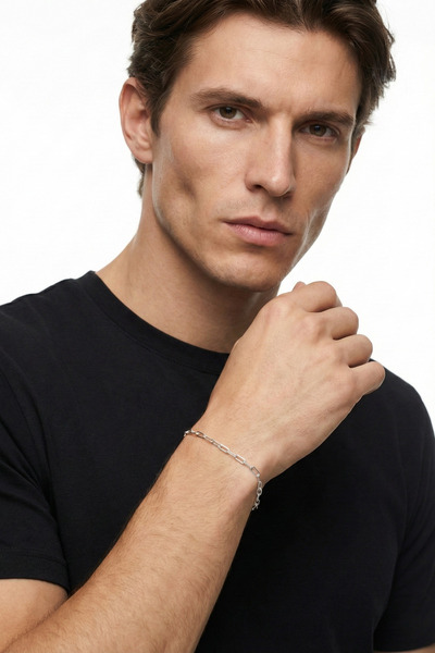 Les Tigres Gümüş Kaplan Charm Rode Zincir Bileklik