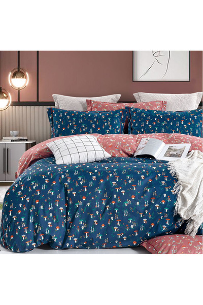 lumixauto Single Bed Linen, 100% Cotton Percale, with 2 Faces, 4 Pieces