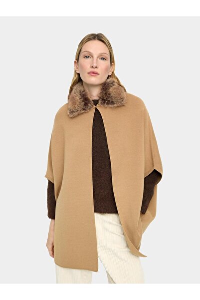 PARFOIS Yakası Kürk Efektli Örme Panço