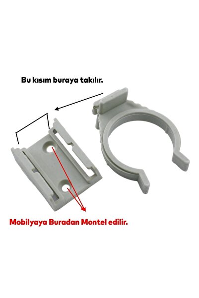 HTM Yapı (6 ADET) Mobilya Baza Ayakkabılık Dolap Mutfak Tezgah Gardrop Ayağı Ayakları Bacak Tutucu Toka Klips