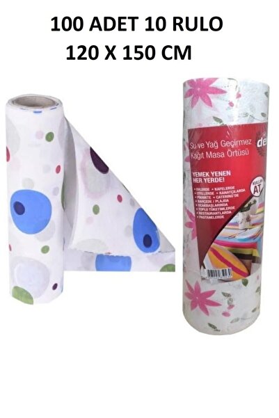 Kapris 120x150cm Kullan At Masa Örtüsü 15 Metre 100 Adet(10 Rulo) Ekonomik Set