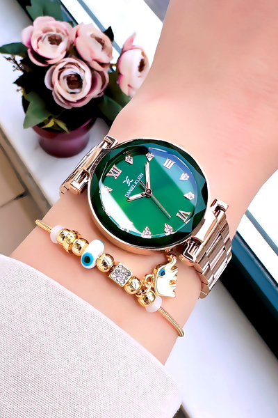 Daniel Klein l Kesme Cam Kadın Kol Saati, Su Geçirmez Rose Gold Renk Çelik Ko...