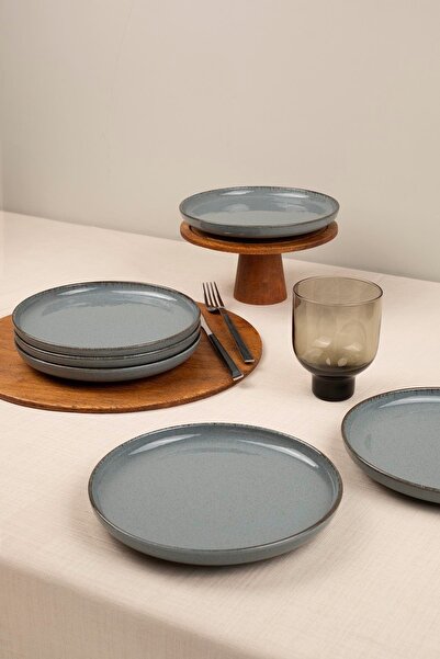 Kütahya Porselen Moderna 6 Parça 19cm Pasta ve Tatlı Tabağı Mavi