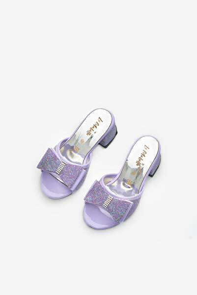 Le Mabelle Lilac Glitter Girls' Heeled Slippers