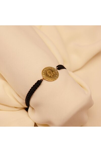 TAHAN MÜCEVHERAT Siyah İpli Çeyrekli Bileklik