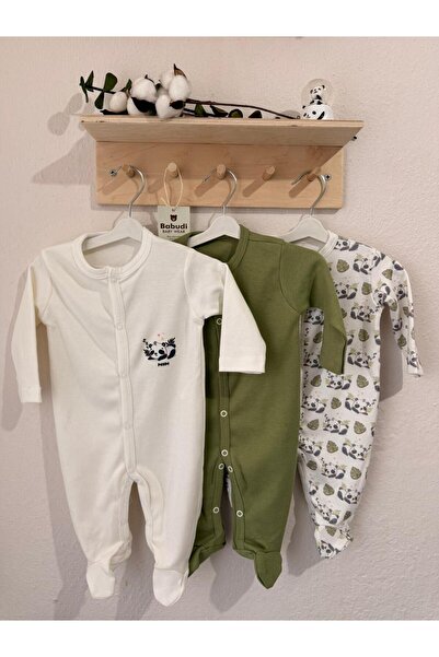 Babudi Panda Desenli 3’lü Bebek Tulum Seti