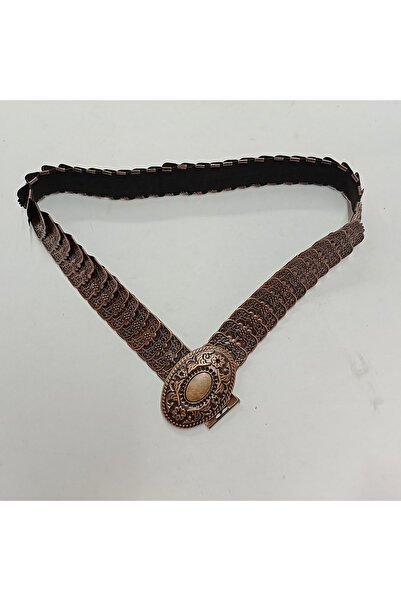 AĞIRSOY Elastic Women's Belt, Metal Sequin, Antique