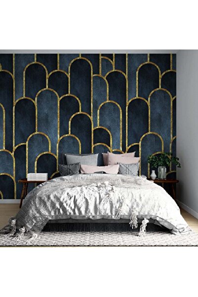 Grown Altın Şeritli Modern Kemerler Geometrik Duvar Kağıdı