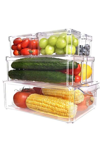 Arabest 7-piece transparent stackable plastic refrigerator storage box with cover