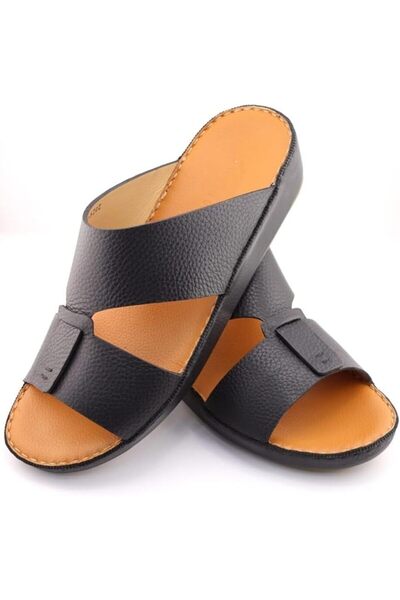 Alnahham A E T Arabic Sandals For Men, Outdoor Mens Slippers,Flip Flops Open Toe, Genuine Leather with Buckle