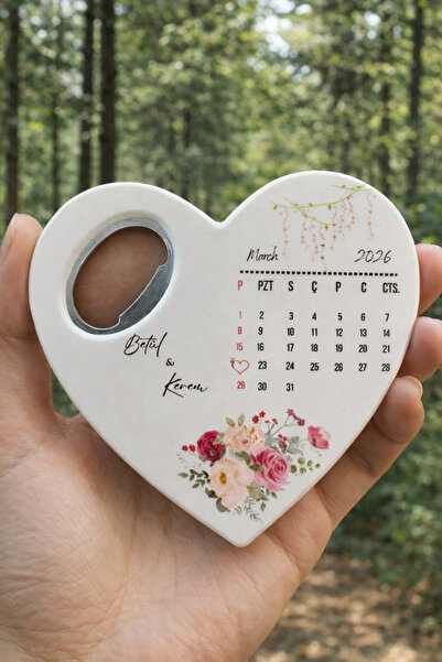 Caldium Store Düğün Nişan İsteme Söz Kişiye Özel Hediyelik Takvimli Kalpli Ma...