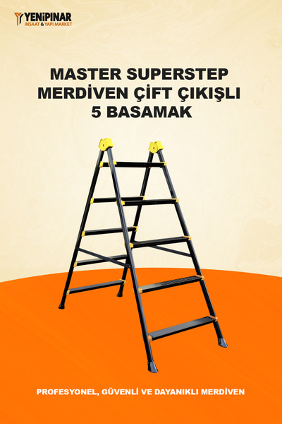Master SuperStep Merdiven Çift Çıkışlı 5 Basamak | Güvenli, Dayanıklı ve Prof...