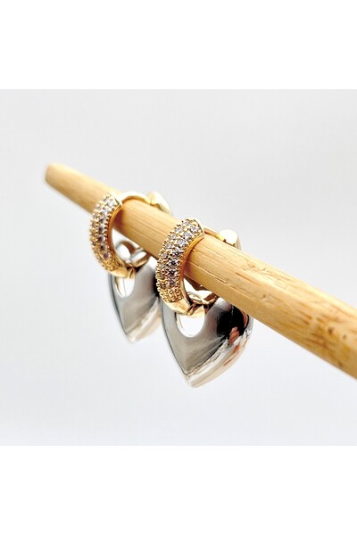 Siya Silver Non-Tarnish Steel Zircon Stone Heart Earrings - Gift Boxed