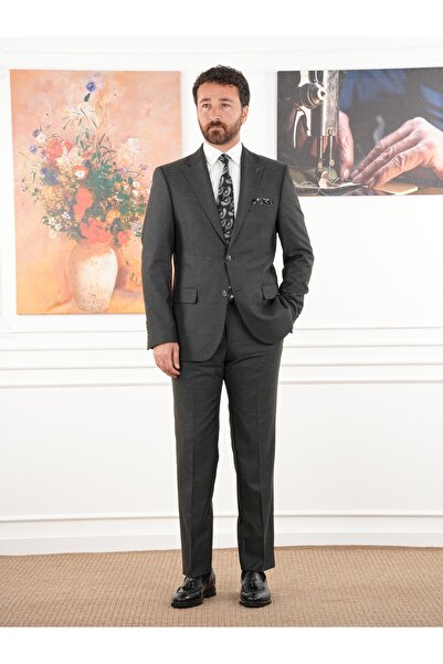 PAREZ Premium Erkek Mono Yaka Takım Elbise Slim Fit İtalyan Stil Ceket Pantol...