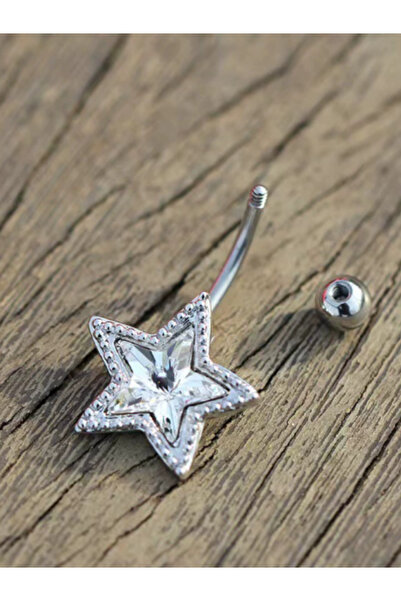 TakıLabirenti Pembe Taşlı Gümüş Yıldız Göbek Piercingi- Göbek Halkası – Gümüş...
