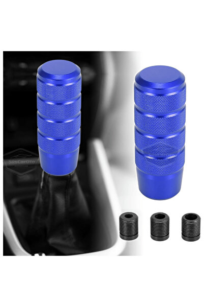 ŞüsCarOto Aksesuar Universal 9.5cm Jdm Metal Sport Gear Shift Knob with Bracket Aluminum Auto-Manual Gear Shifter Blue