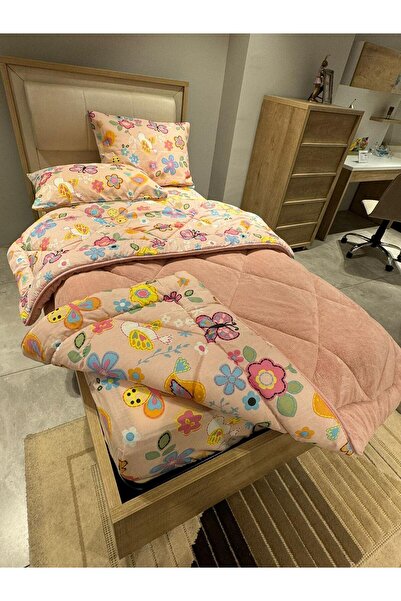 tekstildiyarı طقم نوم ويلسوفت فردي (مع ملاءة مرنة) بلون زهرة البودرة